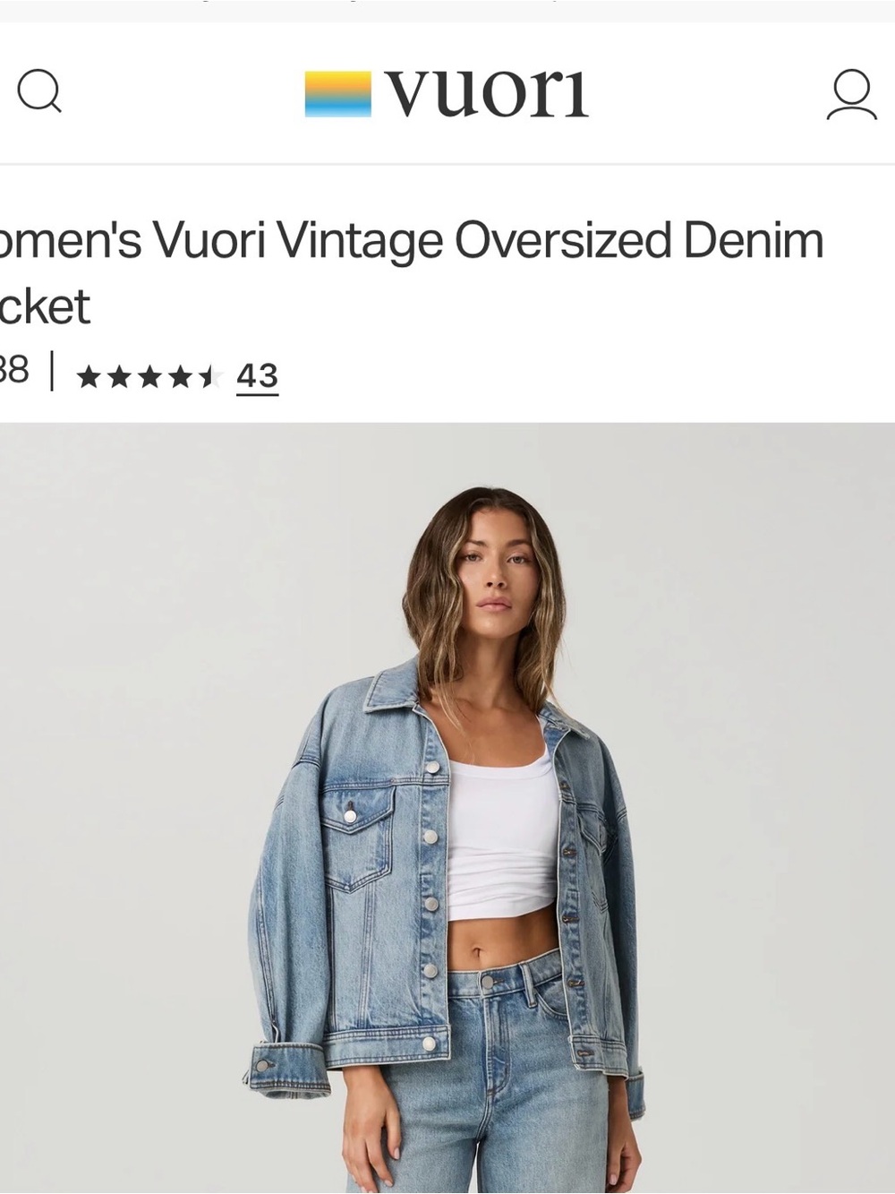Vuori Women's Oversized Light Blue Denim Jacket - Picture 2 of 5